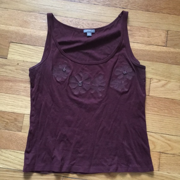 Ann Taylor Tops - Ann Taylor Burgundy Flower Top S